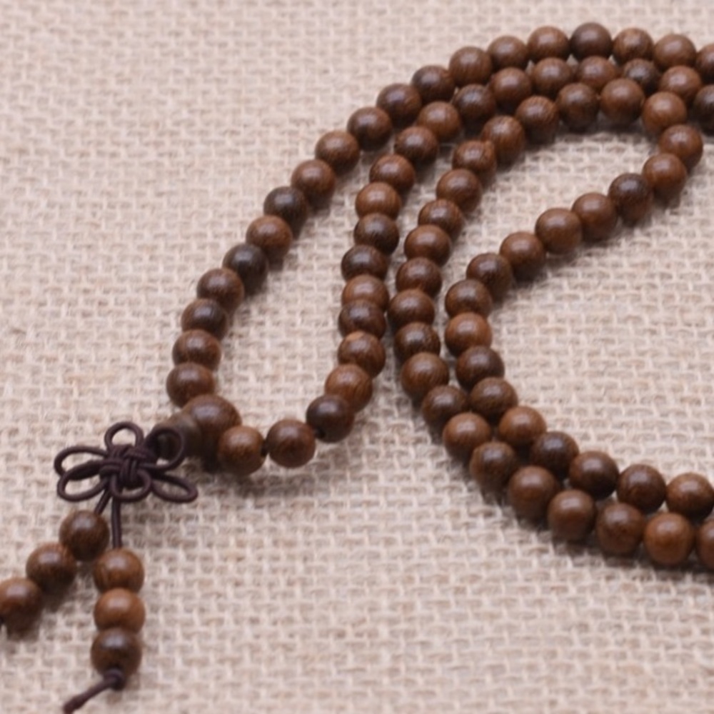 Wood mala necklace / bracelet & beautiful silk bag - Picture 8 of 10